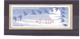 Vignette  **  Type Oiseaux De Jubert  (valeur Faciale 2 Fr 10) 39  25/03 - 1990 « Oiseaux De Jubert »