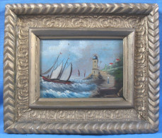 Delcampe - Intéressante Huile Sur Panneau « MARINE » D’époque Fin XIXè - Huiles