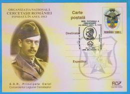 KING CAROL II  MASTER  SCOUTS SCOUTING EAGLE BIRD ROMANIA POSTAL STATIONERY 2003 - Covers & Documents