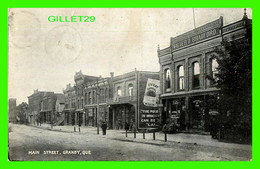 GRANBY, QUÉBEC - MAIN STREET - ANIMÉE - WALTER D. BRADFORD BUILDING - CIRCULÉE EN 1908 - LEADER-MAIL PRESS - - Granby