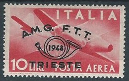 1948 TRIESTE A POSTA AEREA CONVEGNO FILATELICO 10 LIRE MH * - TR1 - Poste Aérienne