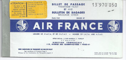 BILLET DE PASSAGE  ET BULLETIN DE BAGAGE   AIR FRANCE - Autres & Non Classés