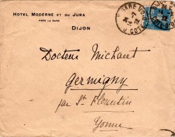 Lettre  à Entête -Hotel Moderne Et Du Jura -DIJON    - 14/7/1922 - Hotel- & Gaststättengewerbe