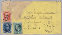 USA 1878-10-21 CONCEPTION Brief Nach Bremgarten Schweiz 3 Farbenfrankatur Mit Stern Stempel - Brieven En Documenten