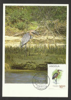 Angola Oiseau Héron Goliath Ardea Goliath Carte Maximum 1986 Goliath Heron Bird Maxicard - Pellicani