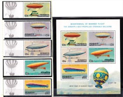 Penrhyn 1983 Manned Flight - Airships, Balloons Minisheet + Set Of 5 MNH - Penrhyn