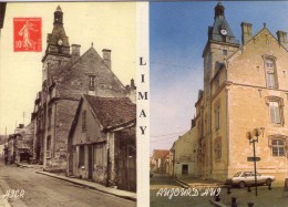 Limay.. Belle Vue De L'Eglise.. Hier Et Aujourd´hui.. Voiture.. Maison Disparue - Limay