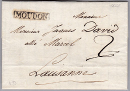 Heimat VD MOUDON 1825-09-25 Vorphila Brief Nach Lausanne - ...-1845 Voorlopers