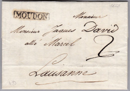 Heimat VD MOUDON 1825-09-25 Vorphila Brief Nach Lausanne - ...-1845 Préphilatélie