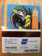 Magnetic Phone Card From Denmark, 20kr , Bird Parrot, - Denmark