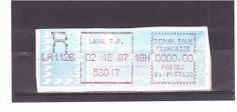 Vignette Type Papier Carrier  (laval R.P) 22  25/02 - 1985 « Carrier » Papier
