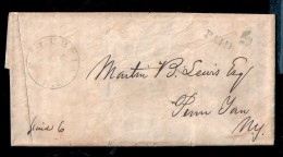 080456 STAMPLESS COVER - SALUBRIA // NOV 28 // NY - "PAID 5" - 1845 TO PENN YAN, NY - …-1845 Prephilately