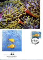 MALDIVES 1986 - POISSONS AMPHIPRION NIGRIPES - FDC + CARTE - Lettres & Documents