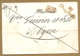Cursive - 70 Chaufaille + P.P. Dans Un Rectangle - Verso: Cachet Arrivé Lyon 1838+ Taxe 11 -  Pas Trés Connaisseur - 1801-1848: Precursores XIX