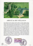 Cachet 1er Jour Abbaye Du Bec-Hellouin  Le 25 Mars1978 Sur Document Illustré Et Commenté - Abbayes & Monastères