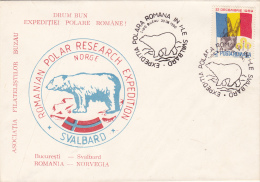 9799- ROMANIAN ARCTIC EXPEDITION IN SVALBARD, POLAR BEAR, SPECIAL COVER, 1990, ROMANIA - Arctic Expeditions