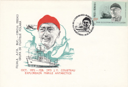 9801- J.Y. COUSTEAU ANTARCTIC SEAS EXPEDITION, SHIP, SPECIAL COVER, 1988, ROMANIA - Expéditions Antarctiques