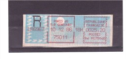 Vignette Type Papier Carrier (paris 46  5,r Goncourt)   12  25/02 - 1985 Papier « Carrier »