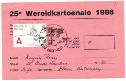 1986 TOEGANGSKAART "25° WERELDKARTOENALE" MET P2224  EN 1ste DAGSTEMPEL ?VERZONDEN? Zie Scan(s) - 1951-1960