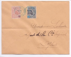 OBOCK - 53A + 54B MOITIE DE TIMBRE SUR LETTRE DJIBOUTI - Storia Postale