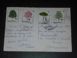 LETTRE SAINT MARIN SAN MARINO AVEC YT 987 988 989 991 - ARBRE MARRONNIER CERF CEDRE RAPACE AIGLE CORNOUILLER PIN HUPPE - Covers & Documents