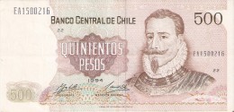 BILLETE DE CHILE DE 500 PESOS  DEL AÑO 1994  (BANKNOTE) - Cile