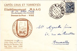 Carte 858a Visé 1952 Etabl. Maag Café Crus Et Torréfiés >> Bruxelles - 1951-1975 Heraldic Lion