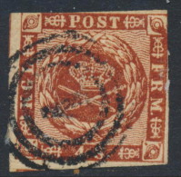 Denmark Danemark Danmark 1858: 4sk Brown Imperf, F-VF Used (DCDK00123) - Gebraucht