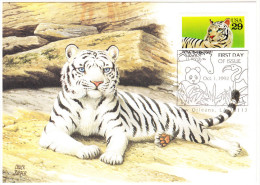 BENGAL TIGER  - First  Day Of Issue Postcard, 1992 USA - 29C Stamp - Tigres