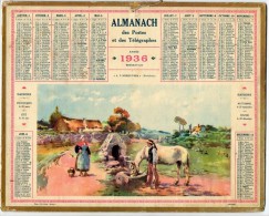 CALENDRIER GF 1936 - A L' ABREUVOIR En Morbihan 56; Imprimeur Oberthur - Grand Format : 1921-40