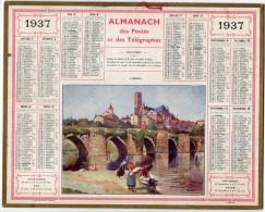 CALENDRIER GF 1937 - Lavandières à Coté Du Pont Et Rivière à Limoges (87 Haute-Vienne) - Imp Oberthur - Grand Format : 1921-40