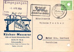 BERLIN. Carte Avec Oblitération De 1954 . Küchen-Masserer. - Machines à Affranchir (EMA)