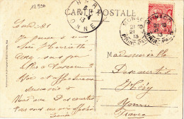 12996# MONACO CARTE POSTALE Obl MONACO PRINCIPAUTE 1913 Pour HERY YONNE - Lettres & Documents