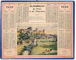 CALENDRIER GF 1939 - Vue Générale De VITRE; Prise Du Val (vaches Au Pâturage) - Imp Oberthur - Grossformat : 1921-40