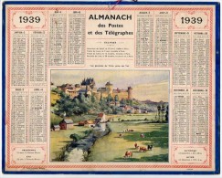 CALENDRIER GF 1939 - Vue Générale De VITRE; Prise Du Val (vaches Au Pâturage) - Imp Oberthur - Big : 1921-40