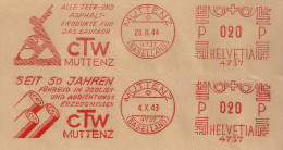 Freistempel  "CTW Muttenz"   (2 Versch.)              1943 /44 - Frankeermachinen