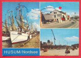 158531 / Husum Nordsee , PORT , SHIP , HOTEL ,  CRANE , FISHING SHIP HUS 11 - Germany Deutschland Allemagne Germania - Nordfriesland