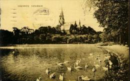 Chemnitz Schloßteich Schwäne Swan 18.8.1913 Nach Merseburg - Chemnitz