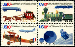 1975 USA Postal Service Bicentennial Sc#1572-75 1575a Space Satellite Plane Train Stagecoach Horse Trailer Truck Post - Etats-Unis