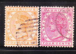 Mauritius 1882-93 Queen Victoria 2v Used - Mauritius (...-1967)