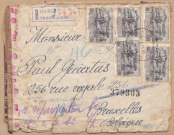 13020# GRECE LETTRE CENSURE ALLEMANDE Obl THESSALONIKI 1943 GREECE  Pour BRUXELLES BRUSSELS BELGIQUE - Covers & Documents