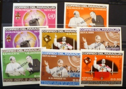 PARAGUAY Pape PAUL VI. Yvert 818/22 + PA. NON DENTELE Et Surchargée MUESTRA  Serie Complete 8 Valeurs . MNH. ** - Popes