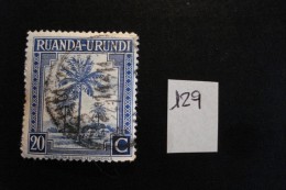 Ruanda-Urundi - Année 1942 - 20c Bleu Palmier - COB 129 - Oblitéré . Used - Used Stamps