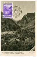 ANDORRE CARTE MAXIMUM DU N°76  GORGES DE SAINT-JULIA  OBLITERATION 4-12-43 ANDORRE LA VIEILLE - Cartes-Maximum (CM)