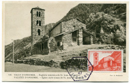 ANDORRE CARTE MAXIMUM DU N°102 SAINT-JEAN DE CASELLAS OBLITERATION 29-11-47 CANILLO - Maximum Cards