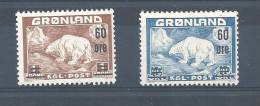 Groënland 28/29 Neufs MNH Ours Polaires Surchargés - Unused Stamps