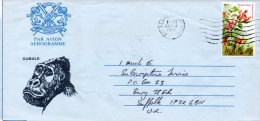 KENYA. Aérogramme Illustrée Ayant Circulé En 1986. Gorille. - Gorilles