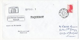 Enveloppe TAAF - 974 Le Port Réunion 1990 - Paquebot - Mission Aux Iles Australes OP 90 - 1 - Cartas & Documentos