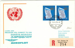 ONU - NAZIONI UNITE - UNITED NATIONS - NATIONS UNIES – 1970 – First Flight - Premier Vol Direct - Genève-... - Premiers Vols