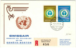 ONU - NAZIONI UNITE - UNITED NATIONS - NATIONS UNIES – 1973 – First Flight SR 166 - Premier Vol - Genève-... - Erst- U. Sonderflugbriefe
